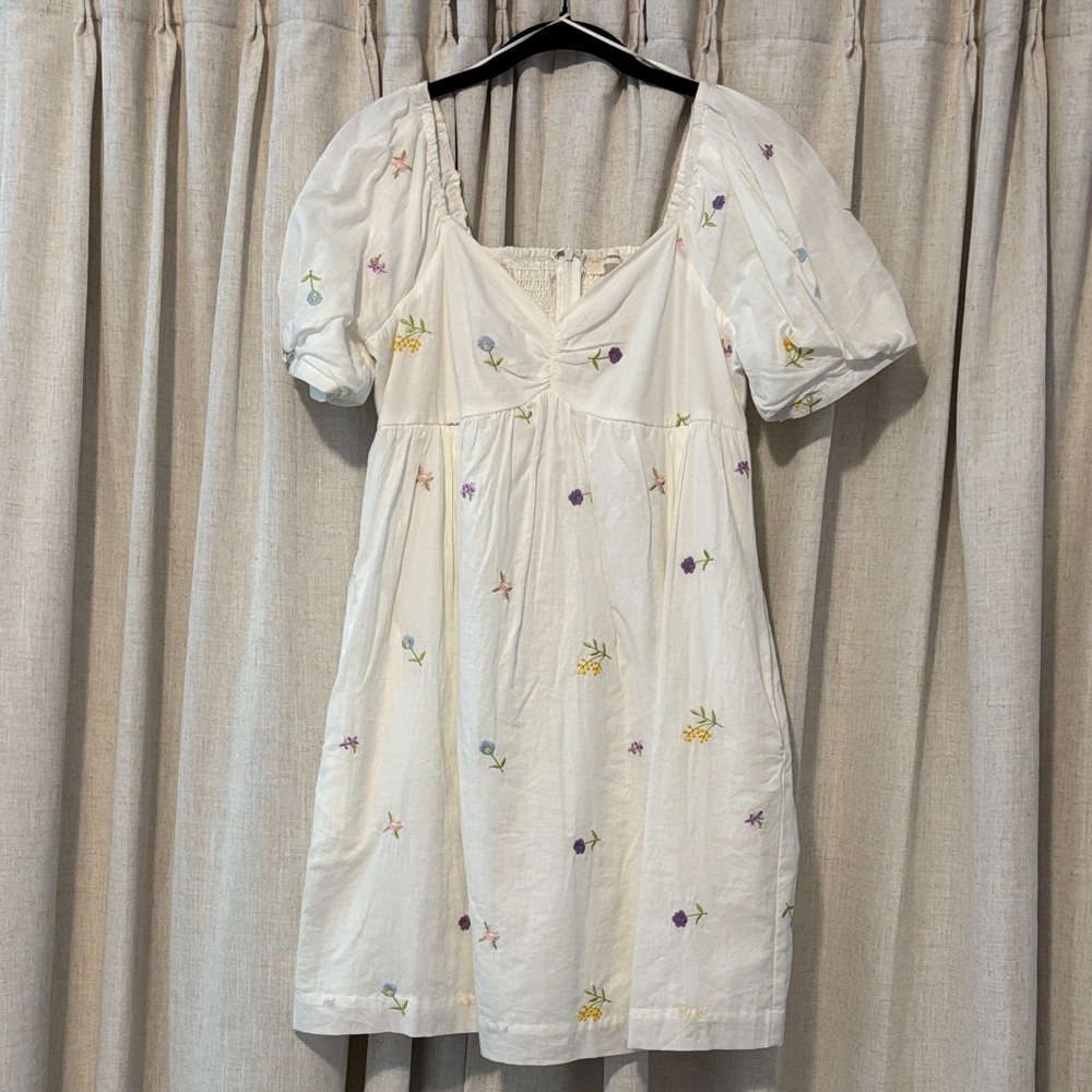 The Impeccable Pig White Embroidered Floral Dress